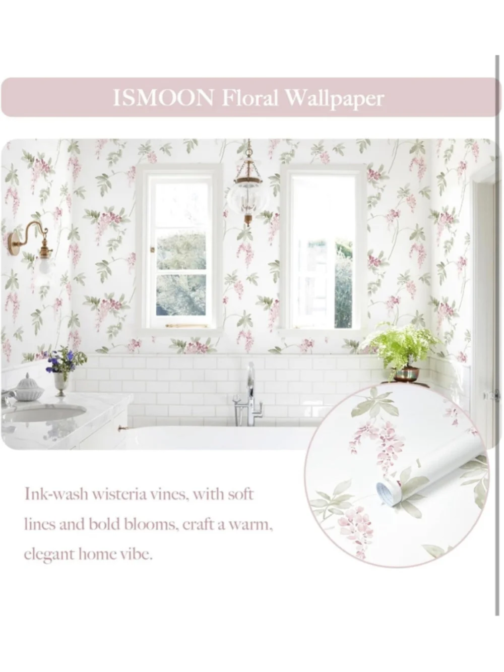 NEW 2 Rolls 17.3''x197''Floral Peel & Stick Wallpaper Vinyl Floral Contact Paper
